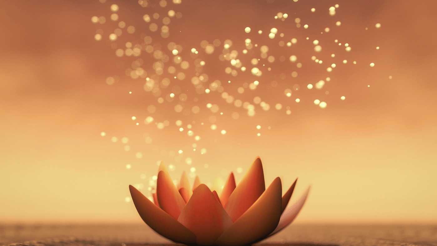 lotus flower with sparkles coming out