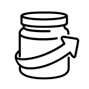 Icon of a jar with a twisting motion symbol on a white background