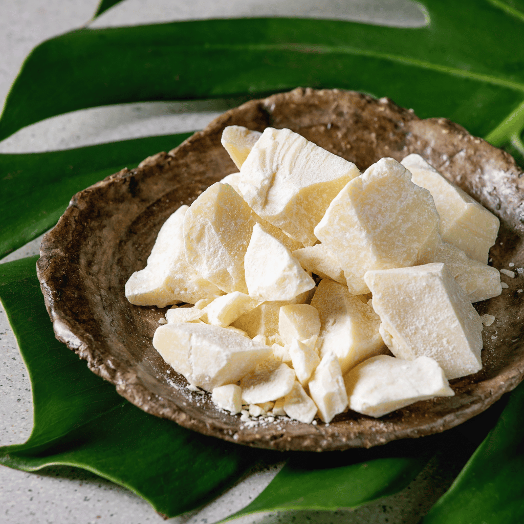 tallow chunks in bowl over leaf